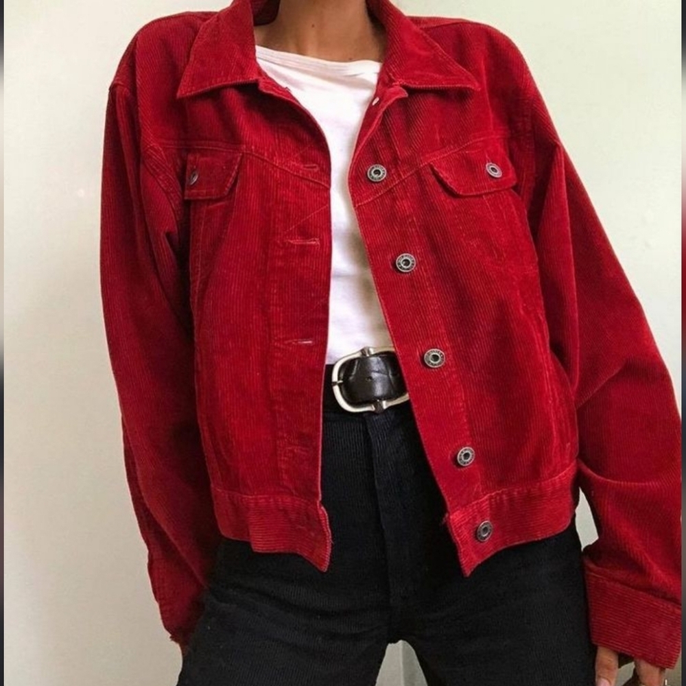 Topshop red curduroy boxy fit jacket size US6